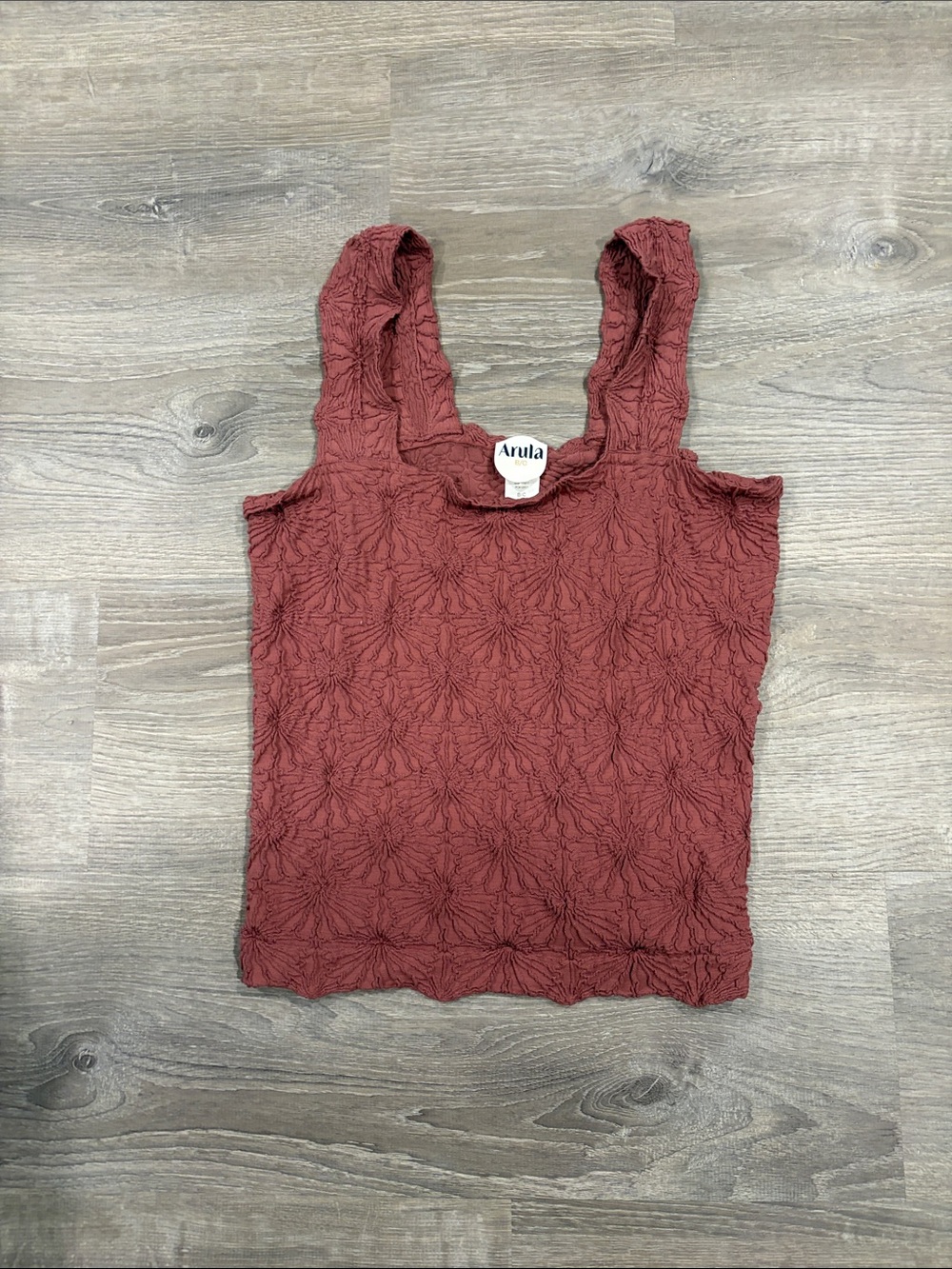 ARULA Textured Sleeveless Tank Top - Rust